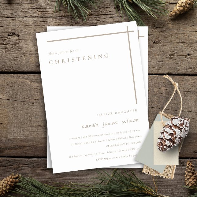 Classy Elegant Minimal Duky Typography Christening Invitation (Creator Uploaded)