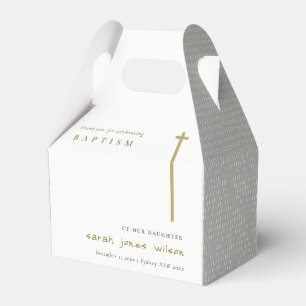 Classy Elegant Minimal Gold Typography Baptism Favor Box