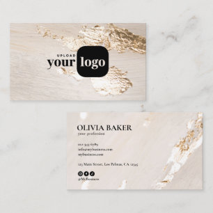 Classy Elegant Modern Faux Gold Foil Custom Logo Business Card