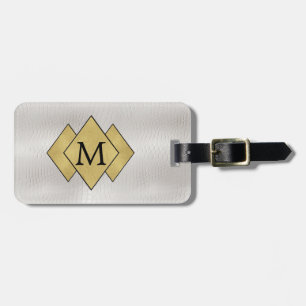 Classy Elegant Personalized Faux White Leather Lug Luggage Tag
