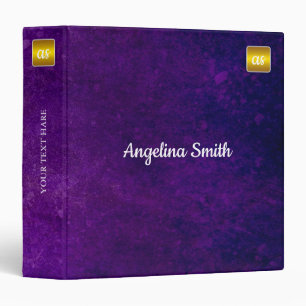 Classy elegant purple Background gold monogram Binder