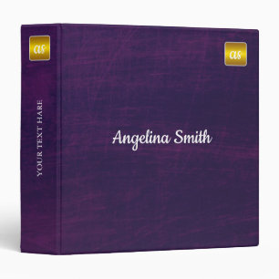 Classy elegant purple Background gold monogram Binder