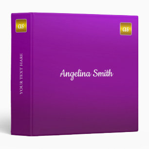 Classy elegant purple Background gold monogram Binder