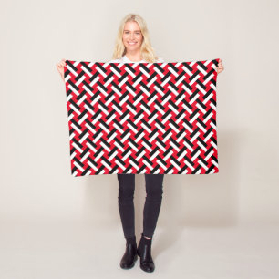 Classy & Elegant Red Art Deco Herringbone Pattern Fleece Blanket