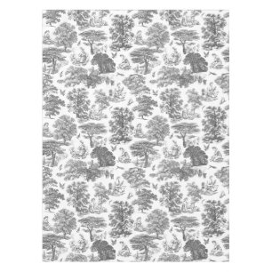 Classy Elegant Rustic Grey Country Toile Tablecloth