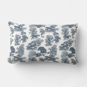 Classy Elegant Rustic Toile Horses Pattern  Lumbar Pillow