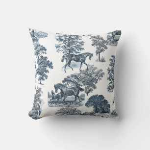 Classy Elegant Rustic Toile Horses Pattern Throw P Pillow