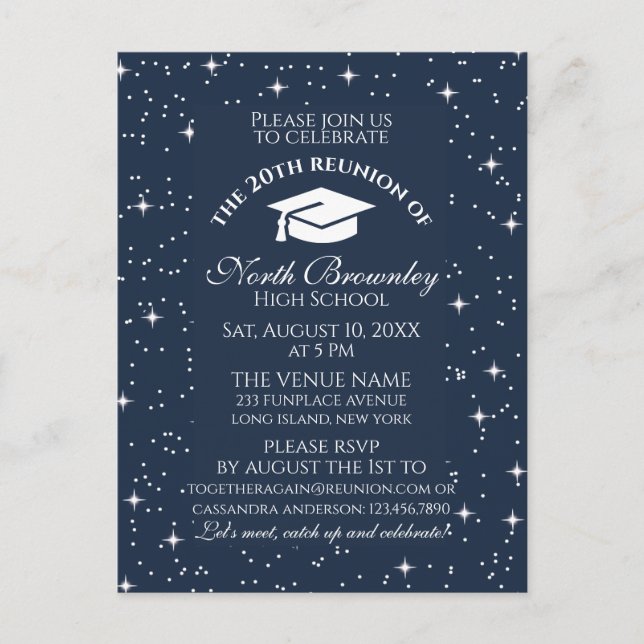 Classy, Elegant School Reunion Design Invitation Postcard (Front)
