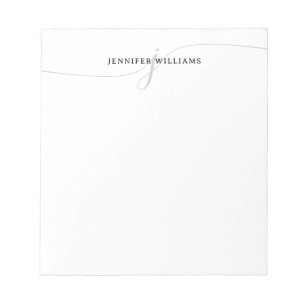 Classy Elegant Script Black Grey Modern Monogram Notepad