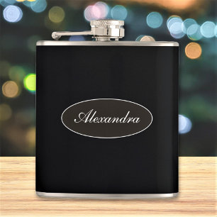 Classy Elegant Script Custom Name Personalized Hip Flask