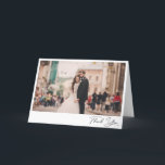 Classy Elegant Script Photo Wedding Blank Folded Thank You Card<br><div class="desc">Share your appreciation with this elegant folded thank you card,  featuring your favourite wedding photo and a graceful handwritten script. The minimalist white border and timeless layout let your image and message shine. A beautiful way to thank your guests for being part of your special day.</div>