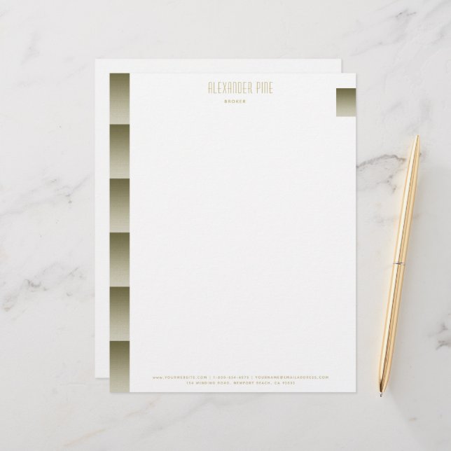 Classy Elegant Simple Gold Professional Business Letterhead (Front/Back In Situ)