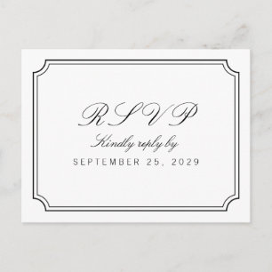 Classy Elegant Simple White Response RSVP Postcard