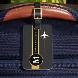 Classy Elegant Traveller Gold Metal monogram Name  Luggage Tag
