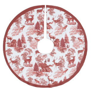 Classy Elegant Vintage Red Deer in Woodland Brushed Polyester Tree Skirt