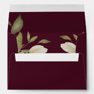 Classy elegant watercolor foliage modern burgundy envelope