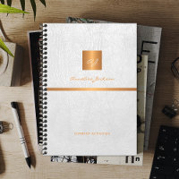 Classy elegant white leather gold monogrammed