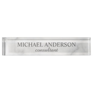 Classy Elegant White Marble Nameplate