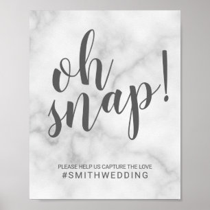 Classy Elegant White Marble Oh Snap Wedding Sign