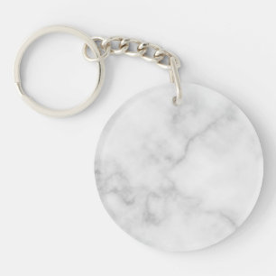 Classy Elegant White Marble Pattern Keychain