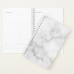 Classy Elegant White Marble Pattern Planner<br><div class="desc">Plan your day in style with this Classy Elegant White Marble Pattern Planner.
This planner features personalized name in grey modern script font style and year in modern sans serif font on white marble background.</div>