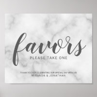 Classy Elegant White Marble Wedding Favors Sign