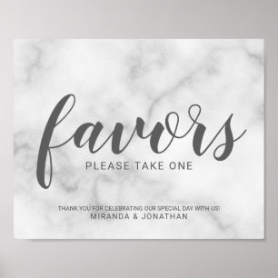 Classy Elegant White Marble Wedding Favors Sign