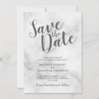 Classy Elegant White Marble Wedding Save the Date