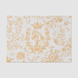 Classy Elegant Yellow Gray Equestrian Floral Toile Tissue Paper