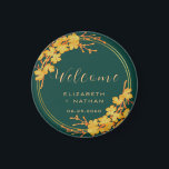 Classy Emerald Green Gold Floral Wedding Welcome Magnet<br><div class="desc">The Classy Emerald Green Gold Floral Wedding welcome magnet feature golden flowers and chic hand lettered typography against timeless emerald green background. ♥ View the collection on this page to find matching products. ♥Customize it with your text by using the template fields. ♥ If you want to change the font...</div>