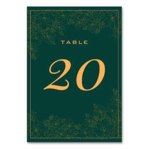 Classy Emerald Green Subtle Pattern Table Number