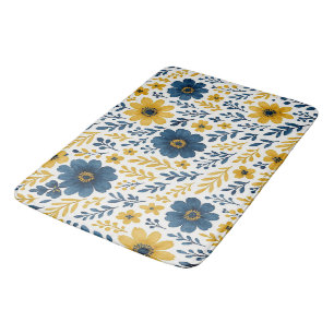 Classy Ethnic Mediterranean Floral Art Pattern Bath Mat