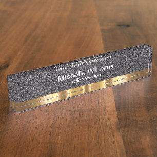 Classy Executive Gift Leather Look Desk Name Plate
