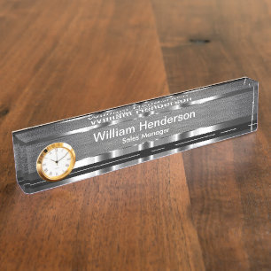 Classy Executive Gift Silver Tone Desk Name Plate