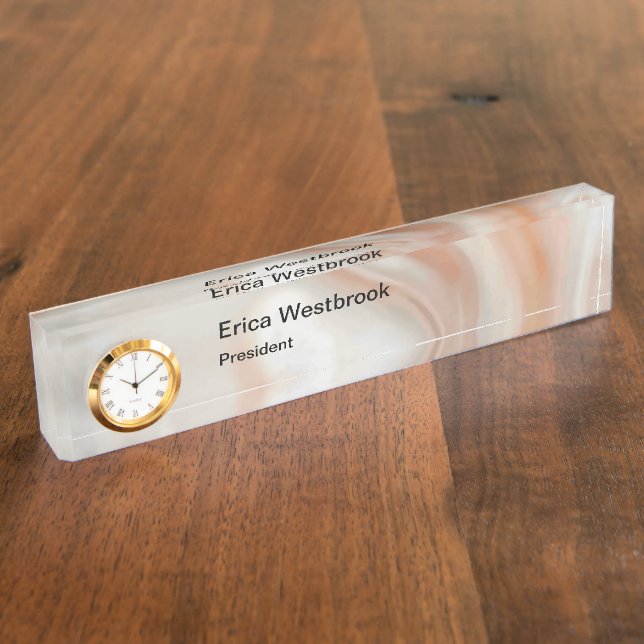 Classy Executive Monogram Elegant Stone Look Nameplate (Side)