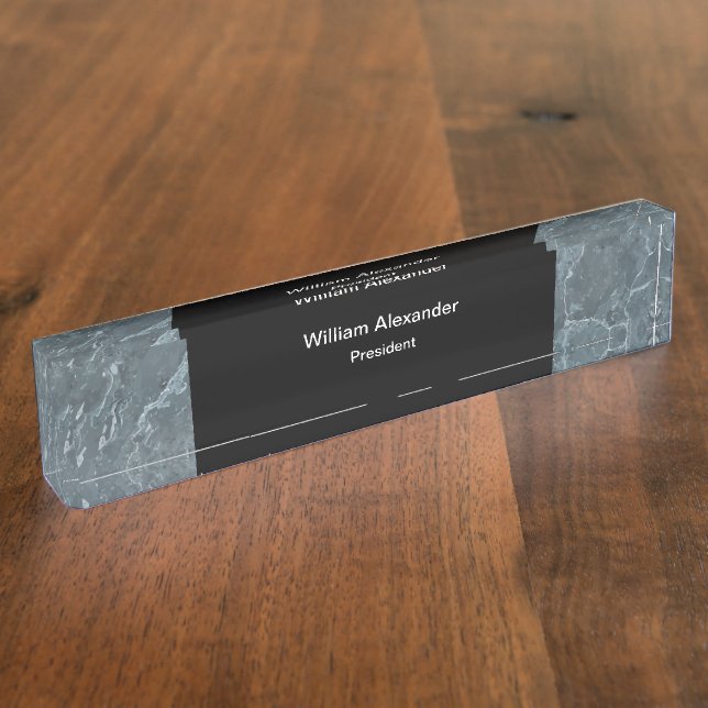 Classy Executive Monogram Stone Look Nameplate (Side)