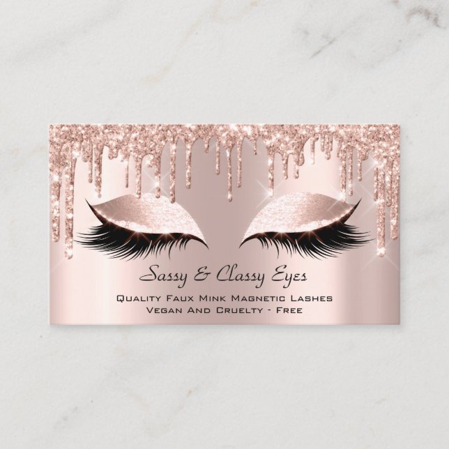 Classy Eyes Mink Lashes Makeup Artist Rose Business Card (Front)