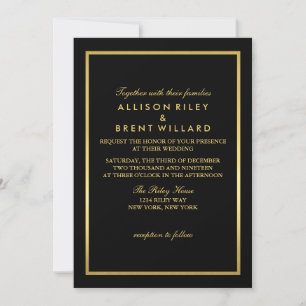 Classy Faire-part de mariage Gold Foil - Noir
