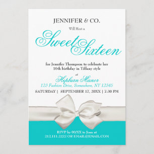 Classy Fashion Blue Theme Sweet Sixteen Birthday Invitation