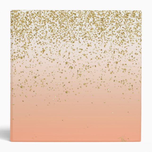 Classy faux gold confetti blush gradient image binder (Front)