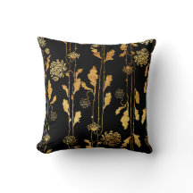 Classy Faux Gold Foil Flowers on Black