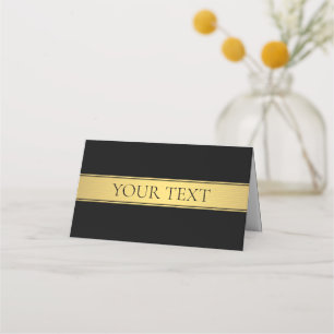 Classy Faux Gold Stripe & Black Background or DIY Place Card