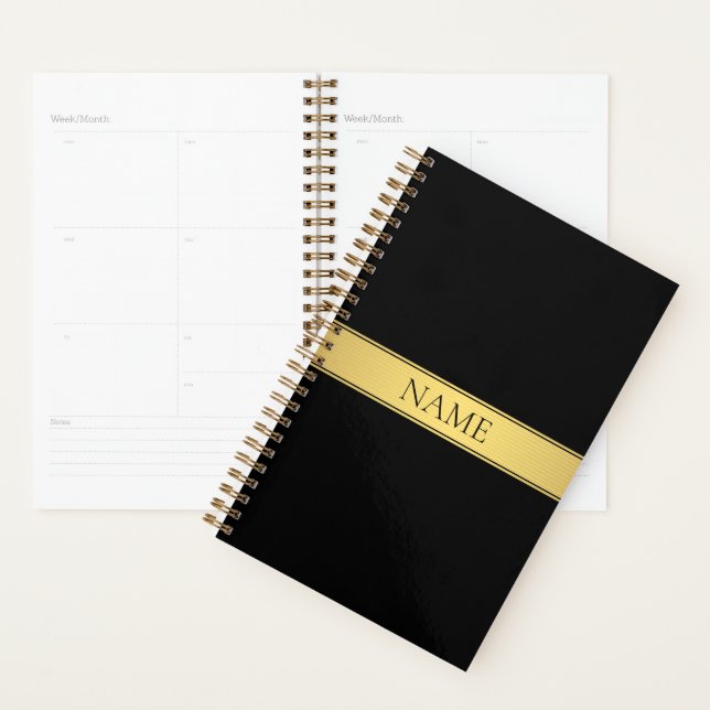 Classy Faux Gold Stripe & Black Background or DIY Planner (Display)