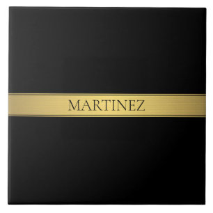 Classy Faux Gold Stripe & Black Background or DIY Tile