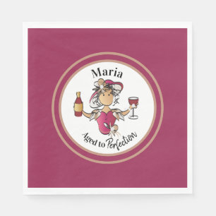 Classy Female Personalized Wine Birthday Napkin