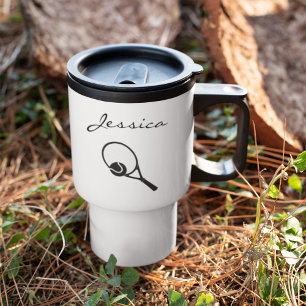 Classy Female Tennis Player Personalized Travel Mug