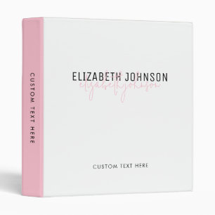 Classy Feminine Blush Pink Script Office School Binder