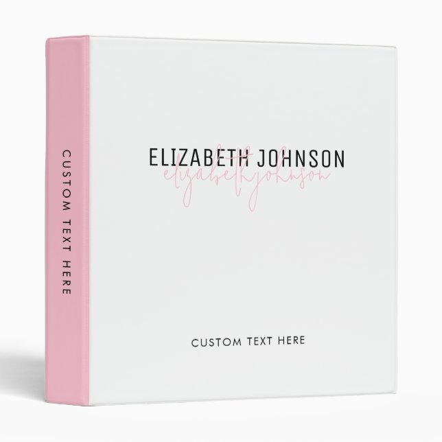 Classy Feminine Blush Pink Script Office School Binder (Front/Spine)