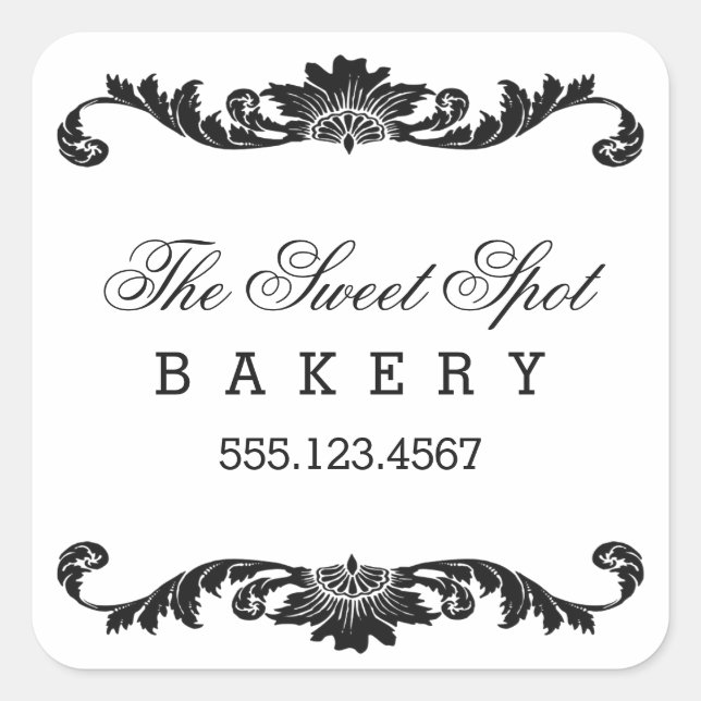 Classy Filigree Black and White Stickers (Front)