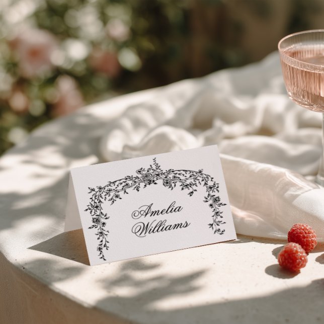 Classy Floral Black And White Modern Wedding  Table Number (Creator Uploaded)